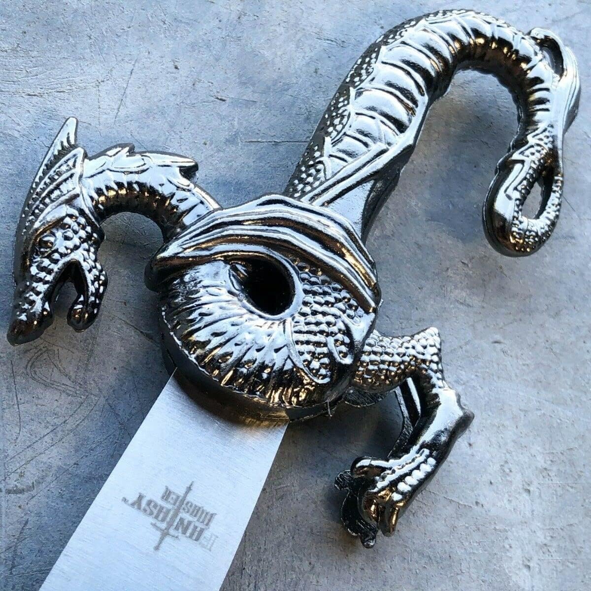 10 inches Dragon Fantasy Sword Dagger Stainless Steel Fixed Blade Knife Gothic Collectible Purple + Free eBook by Survival Steel