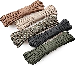 VABNEER 5 Stück x 33ft/10m Paracord, 4mm Paracord 550 7 Kern-Strängen Nylon Reepschnüre, Hält bis zu 250kg, Ideal für Outdoor Survival Camping