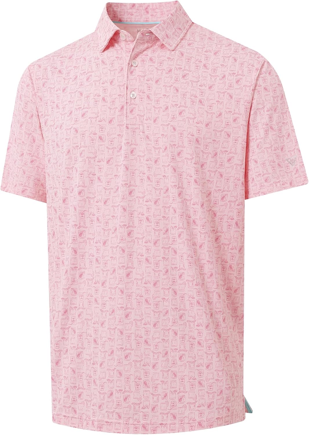 M MAELREG Golf Shirts for Men Print Performance Moisture Wicking Dry Fit Heather Stripe Collared Mens Polo Shirt Short Sleeve