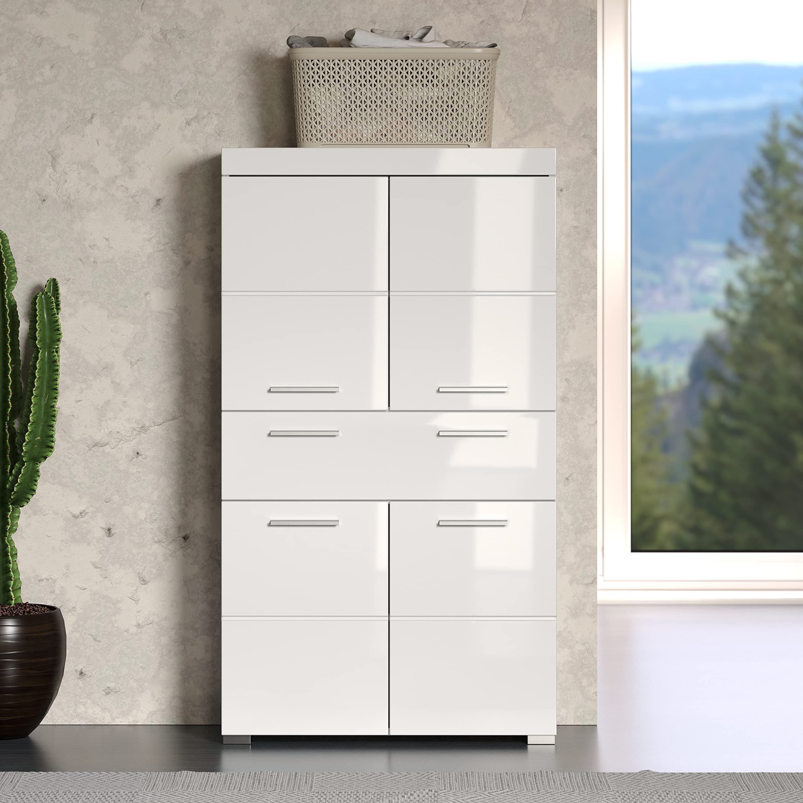 Mobile Bagno Bianco Lucido - 73x79x31 Cm, Con 2 Ante, Cassetto E Mensola, FSC - Foto 11