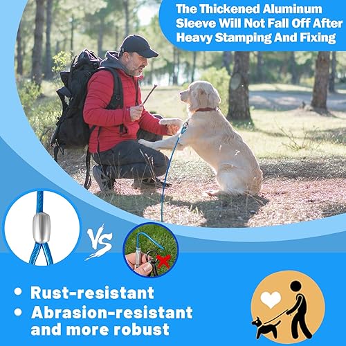 Miniatura 5 de Cable de amarre para perros de 1015202530 pies para patio, cable de alambre de acero con clips superiores duraderos, cadenas azules para exteriores