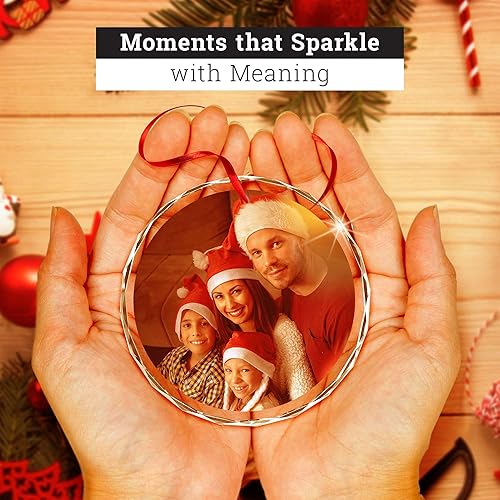Miniatura 34 de Adorno de Navidad personalizado, foto personalizada con imagen y nombre, decoración del árbol de Navidad, bolsa de terciopelo incluida, adorno