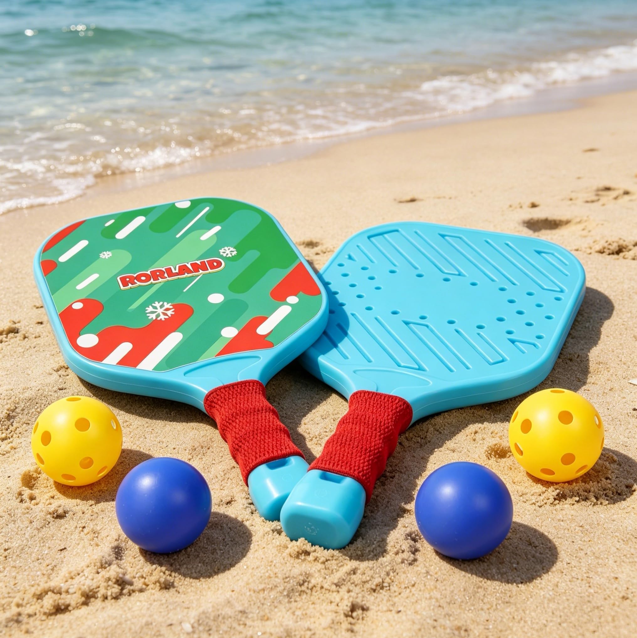 Pickleball Set Inklusive 2 Schläger & 4 Bällen für Kinder | Aus leichte Kunststoff, 200g pro Schläger, geeignet für Einsteiger, Outdoor Schlägerspiel für Mädchen & Jungen, Blau