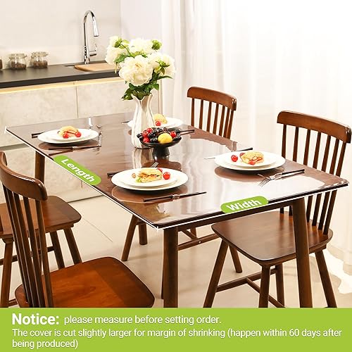 Miniatura 12 de ETECHMART - Protector de mesa de PVC transparente, mantel rectangular de plástico para escritorio, protector de mesa impermeable de vinilo