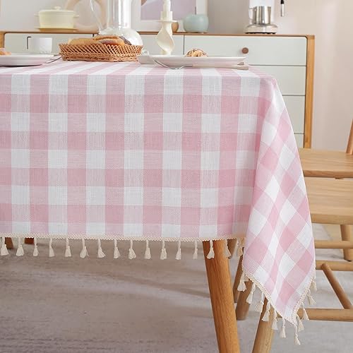 Miniatura 9 de Alsoo Mantel rectangular de tela de lino de algodón y lino de San Valentín con borlas, sin arrugas, lavable para cocina, comedor, picnic, 55 x 75