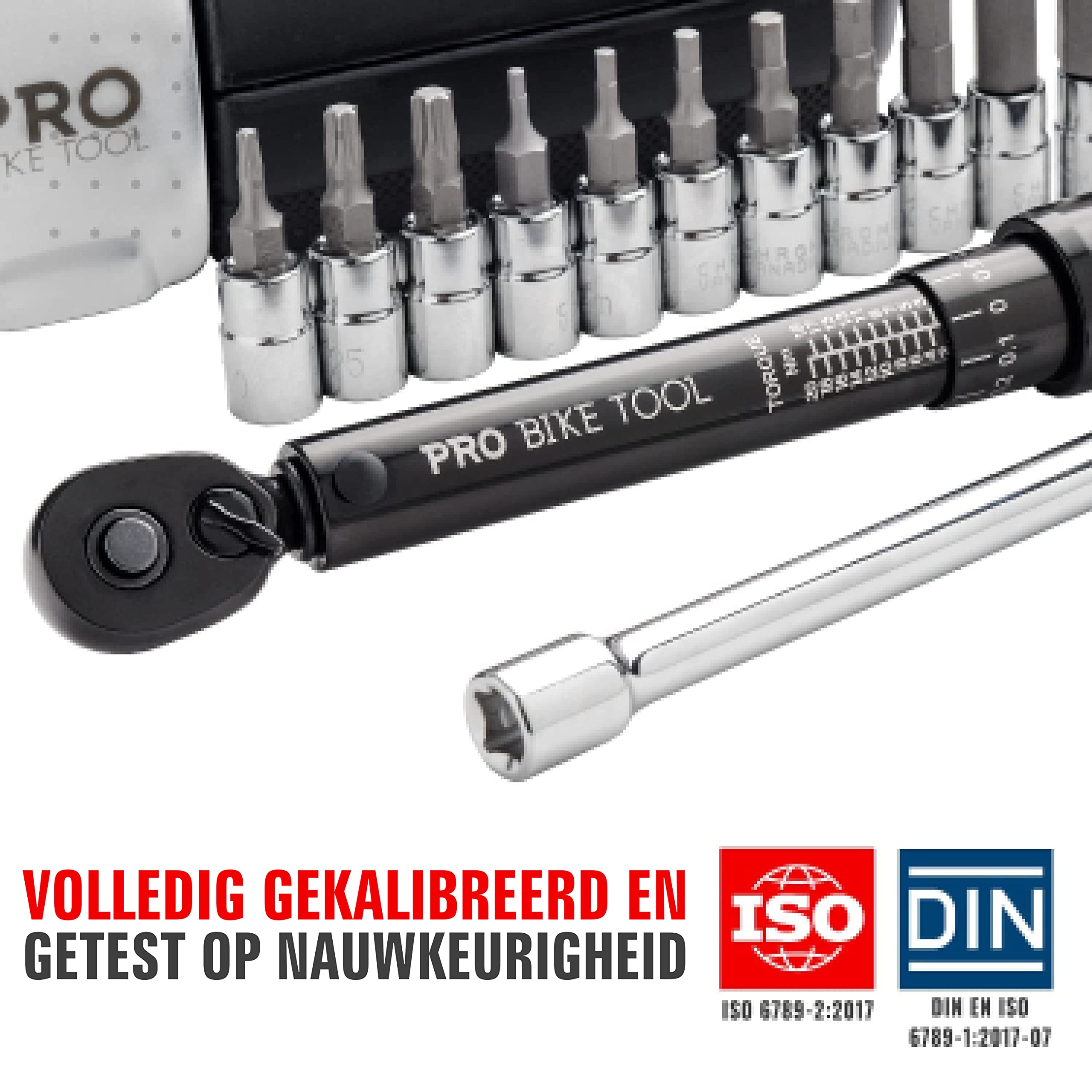 PRO BIKE TOOL Klik-fietsmomentsleutelset, 1/4 inch aandrijving, 2 tot 20 Nm, onderhoudskit voor racefietsen, mountainbikes, inclusief inbus- en torx-schroeven, verlengstang, opbergdoos, ISO-cert