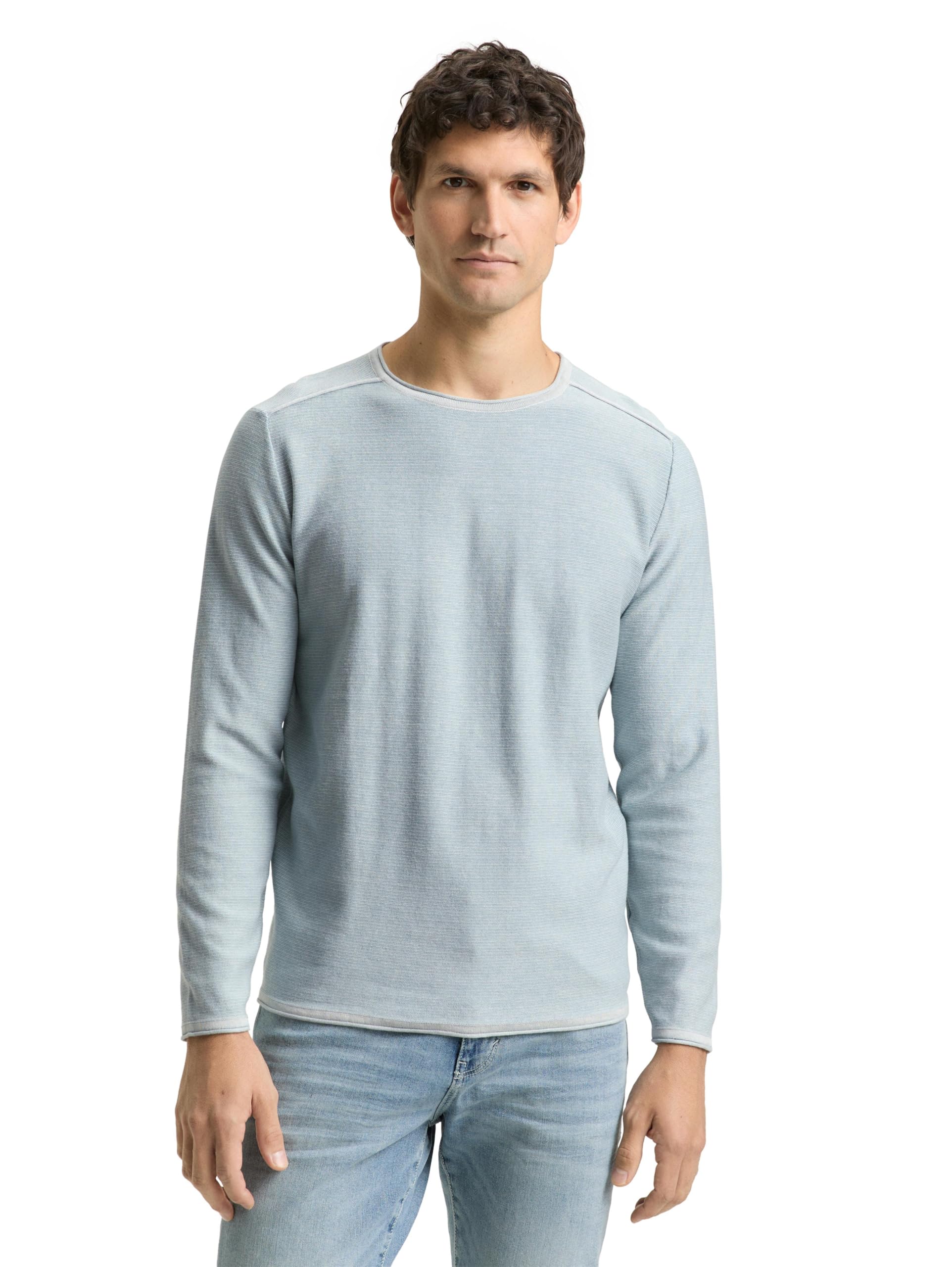 TOM TAILOR Herren Strickpullover mit feinem Streifenmuster