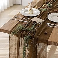 Vista 47 de Keketoarrange - Caminos de mesa rústicos de gasa color blanco marfil crema, 120 pulgadas y 10 pies, camino de mesa largo de tela de queso traslúcida