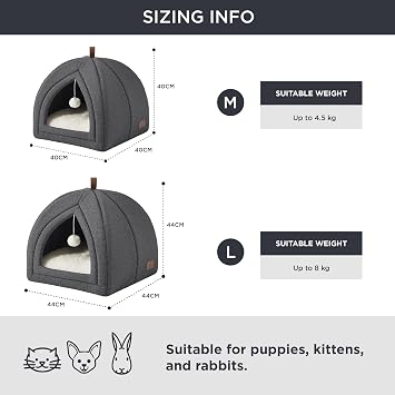 Bedsure Cave Bed Cat Igloo Removable Washable Cushion, 40 x 40 cm