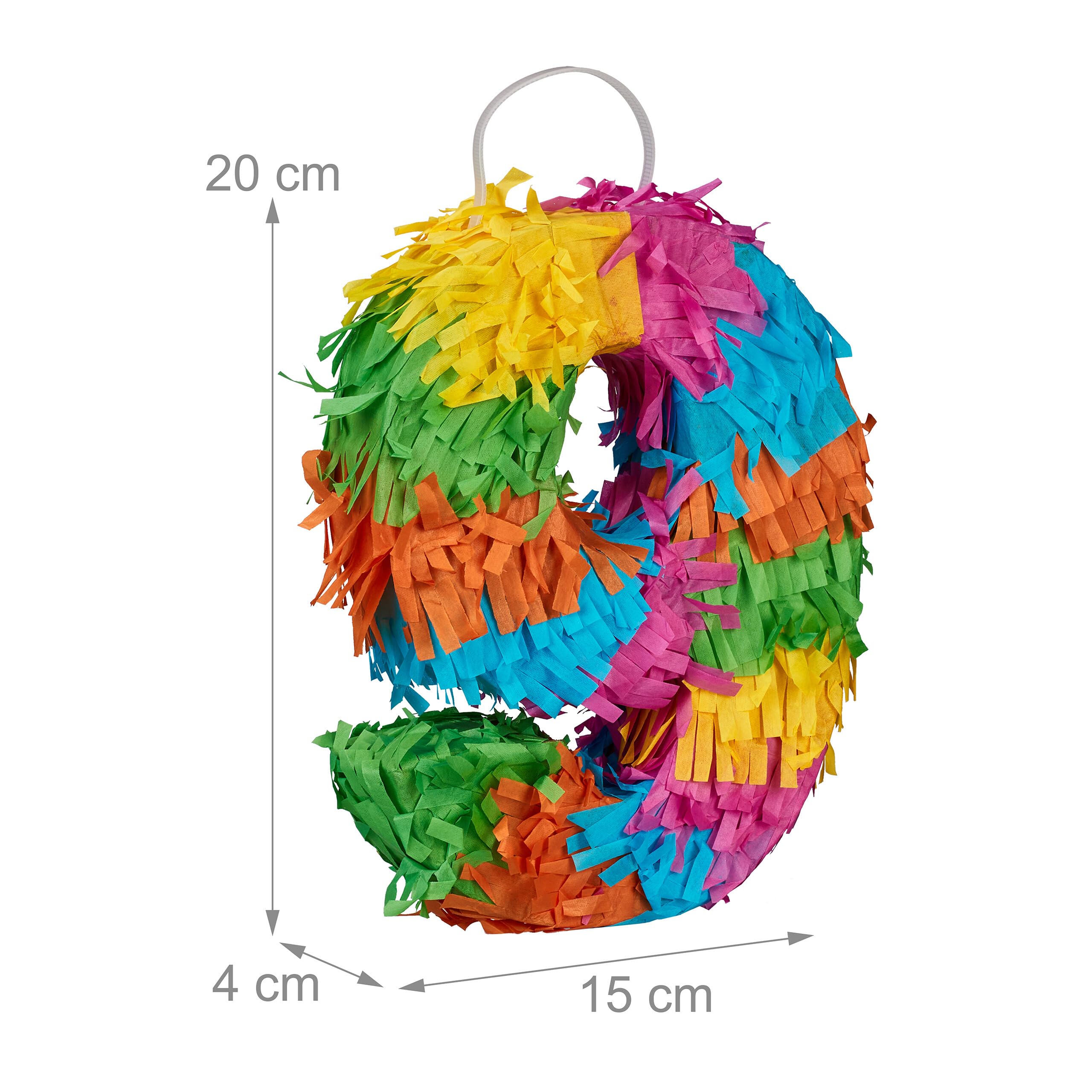 Relaxdays Pignatta Numero 9, Mini Piñata da Appendere, Gioco Bambini, Compleanni, da Riempire, 20 x 15 x 4 cm, Colorata