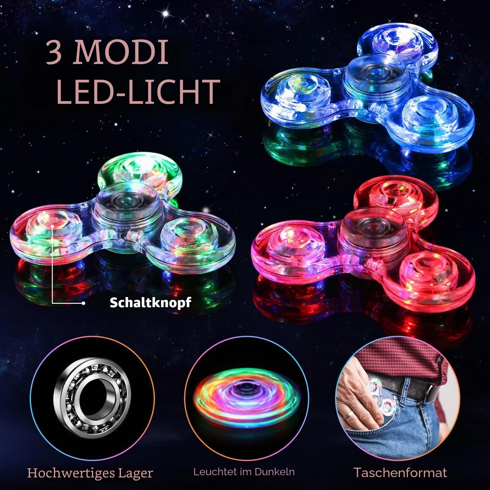 Gigilli Fidget Spinner 12er Pack,Party Favors LED Light Hand Spinner Spielzeug Fidget Toys für Kinder, Stressabbau Anti Angst sensorisches Spielzeug, Party Taschenfüller Geschenk