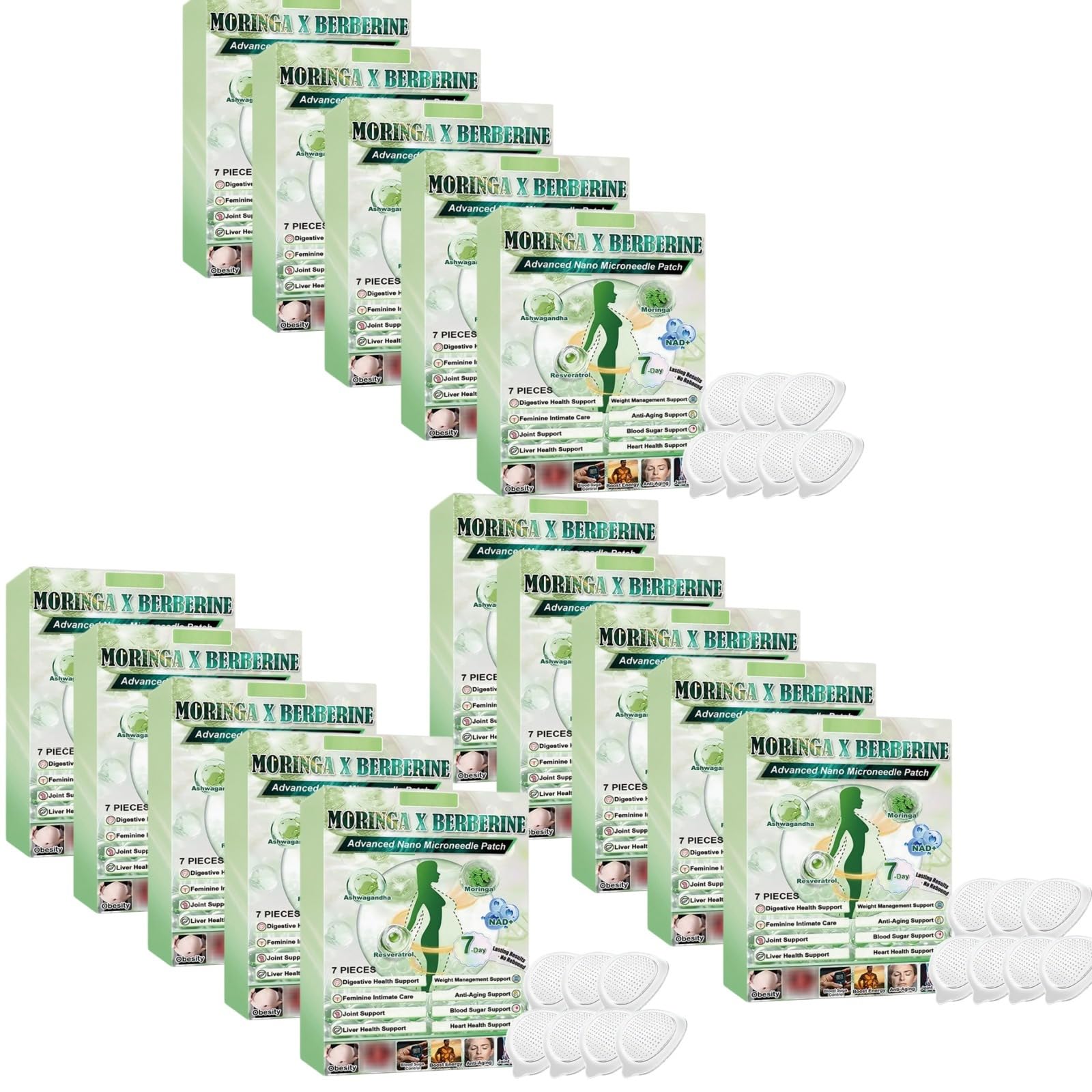 Plaster Moringa x Berberine 10 w 1, Nano Microneedle Odchudzająca naszywka, naturalne składniki, łatwa w aplikacji, niewidoczna pod ubraniem, idealna dla mężczyzn i kobiet