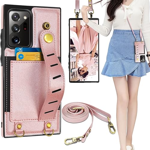 Tekcoo - Funda tipo cartera para Galaxy Note 20 Ultra 5G, de piel sintética, con ranura para tarjetas, correa cruzada extraíble, funda trasera