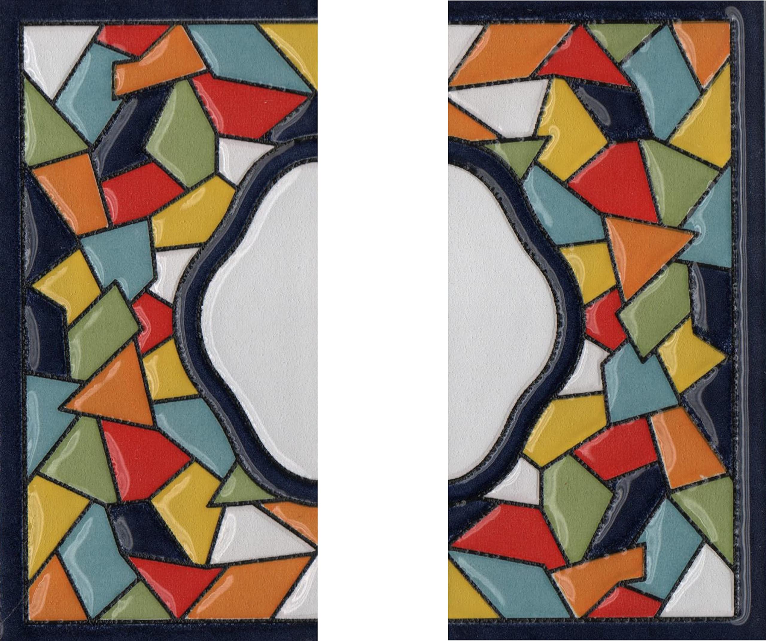 4.3' x 2.2' 11cm x 5.5cm Spanish Mosaic Hand-painted Number Tiles & Metal Frames (Ends as a set)