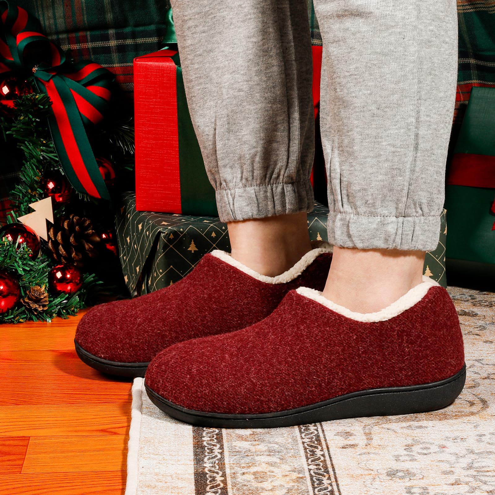 ULTRAIDEAS morbide Pantofole da Donna in Memory Foam con Retro Chiuso con Calda Fodera in Pile, Scarpe da casa in Cotone Misto Lana con Suola in Gomma Antiscivolo per Interni all'aperto