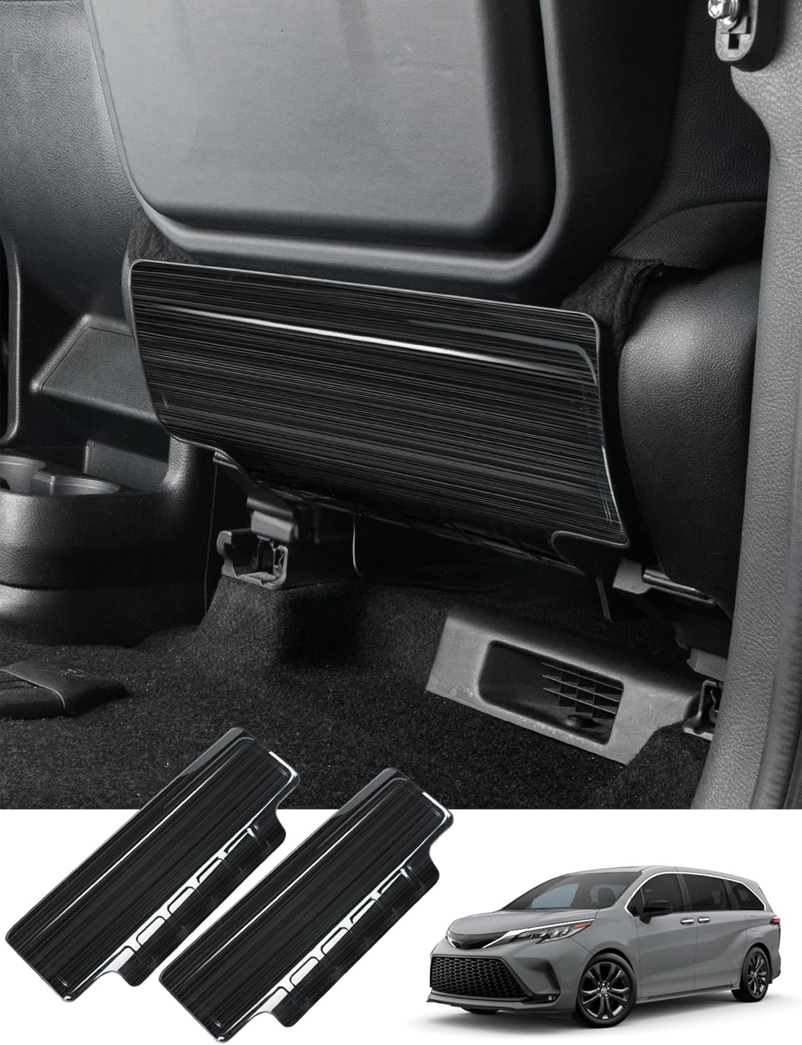 JYCDC Seat Back Protector Compatible with Toyota Sienna 2026 2025 2024 2023 2022 Accessories Back of Seat Protector,Stainless Steel Kick Mats Back Seat Protector 2Pcs (Black)