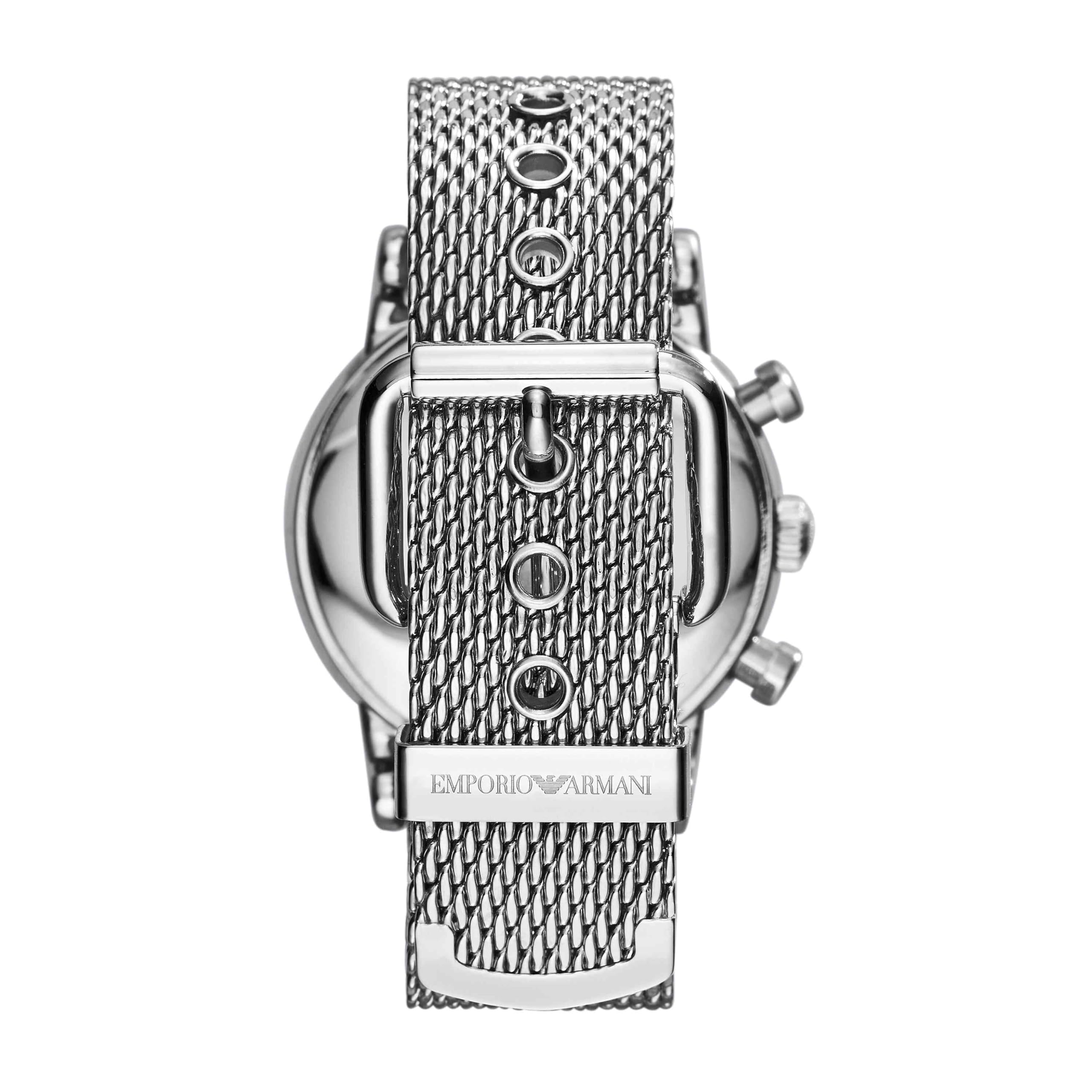 Emporio Armani Zegarek dla mężczyzn, kwarcowy mechanizm chronografu i koperta 46 mm z paskiem ze stali nierdzewnej