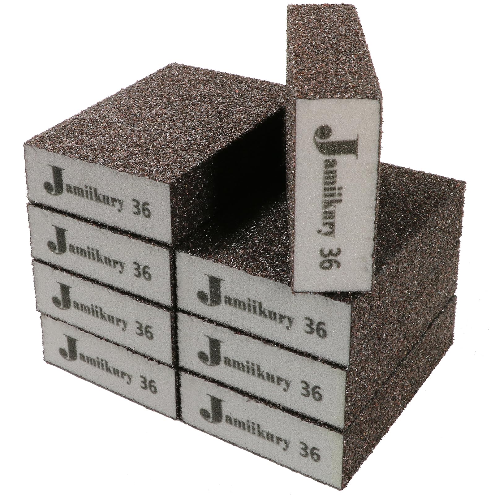 8Pcs 36 Grit Sanding Blocks, Jamiikury Coarse Sanding Sponge Washable and Reusable, Wet Dry Sandpaper Sponge for Wood Metal FurniturePaint and Drywall
