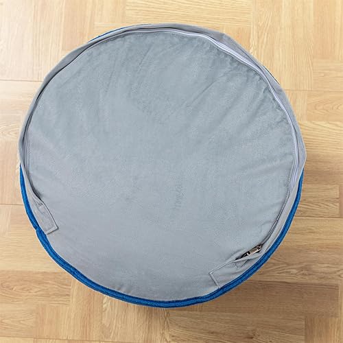 Miniatura 9 de Poofieotto Puf otomano relleno con relleno de puf de algodón PP, puf de terciopelo para piso, taburete otomano redondo de almacenamiento, reposapiés