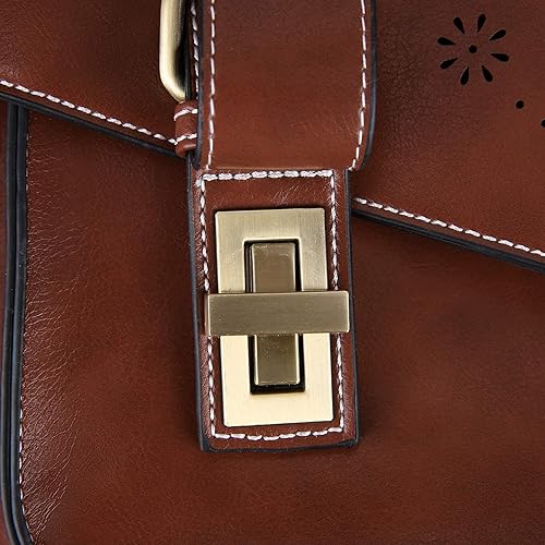 Miniatura 9 de ECOSUSI Mochila para mujer maletín de mensajero para laptop bolsa de cuero vegano bolsa de trabajo para portátiles de 156 pulgadas café