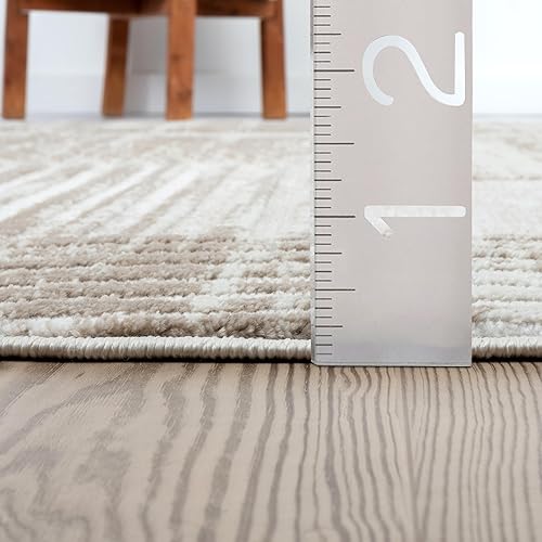 Miniatura 2 de Abani Alfombra color crema para sala de estar, dormitorio, moderna de mediados de siglo, 4 x 6 pies, duradera y fácil de limpiar
