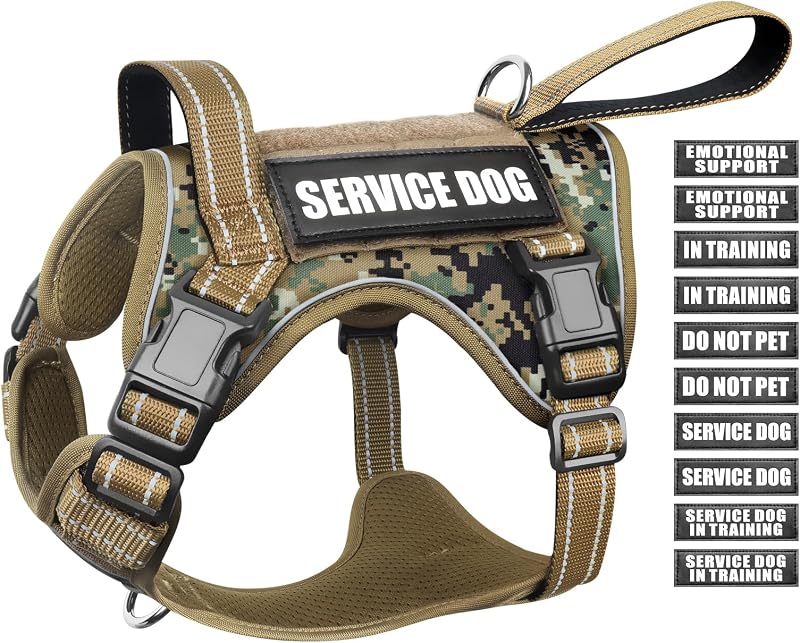 Peitoral Vest Tático WINSEE para Cães com Alça, Sistema MOLLE e Faixas Refletivas