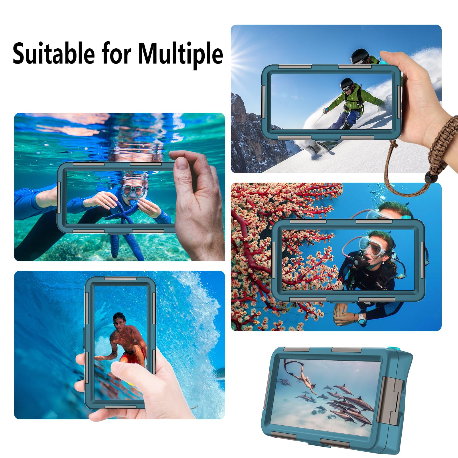 Kfisiso - Funda impermeable para teléfono de buceo, ajuste universal con iPhone 17/16/15/14/13 Pro Max Plus (tecla de volumen del teléfono a la izquierda), carcasa subacuática profesional para buceo