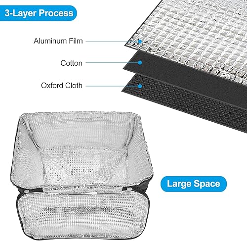 Miniatura 4 de PATIKIL Lonchera para mujereshombres, bolsa térmica térmica reutilizable de 9.4 x 6.7 x 10.2 pulgadas para el trabajo, picnic al aire libre, color