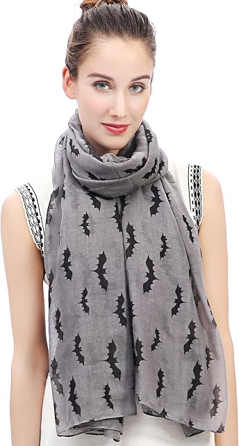 Lina & Lily Halloween Bat Print Women's Scarf Shawl Wrap Lightweight