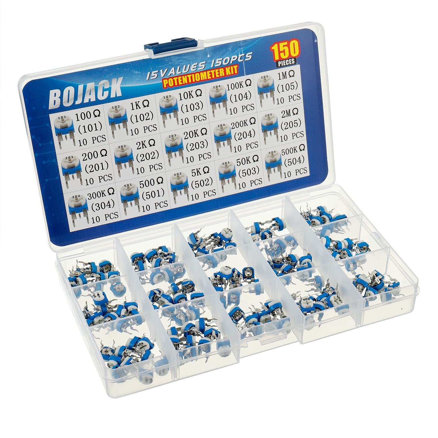 BOJACK Kit Resistenze 50 Valori 1350 Pezzi – 0 Ohm A 5.6M Ohm, 1/4W 1% Film Metallico Per Arduino E Fai Da Te