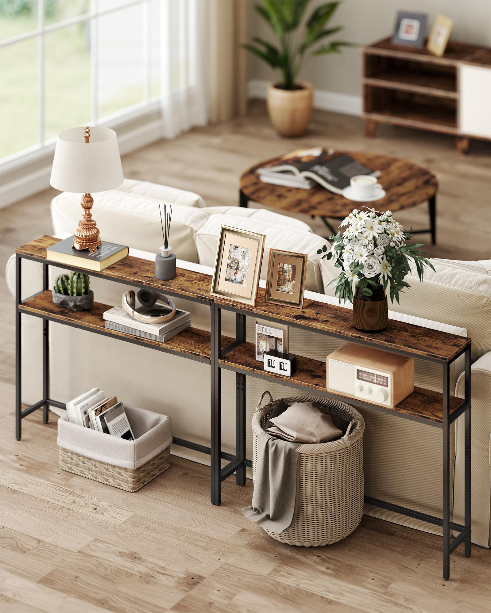 Amazon.com: VASAGLE Console Table, 2-Tier Narrow Sofa Table with 2