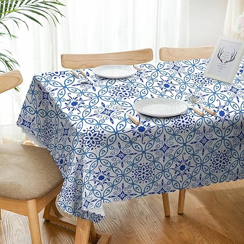 Miniatura 6 de Luogort Mantel impermeable sin arrugas, mantel de tela de poliéster, a prueba de aceite, a prueba de derrames, para cocina, comedor, uso en