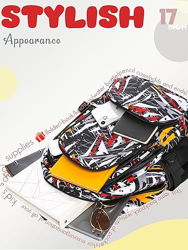 Miniatura 7 de BLUEFAIRY Mochila escolar para niños de regreso a la escuela, bolsa de libros, Negro Blanco, Triángulo