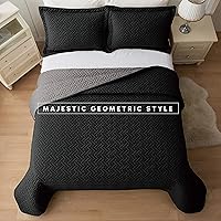 Vista 5 de Elegant Comfort Juego de colcha y cubrecama acolchada reversible de 3 piezas con fundas de almohada, costura majestuosa exquisita para todas