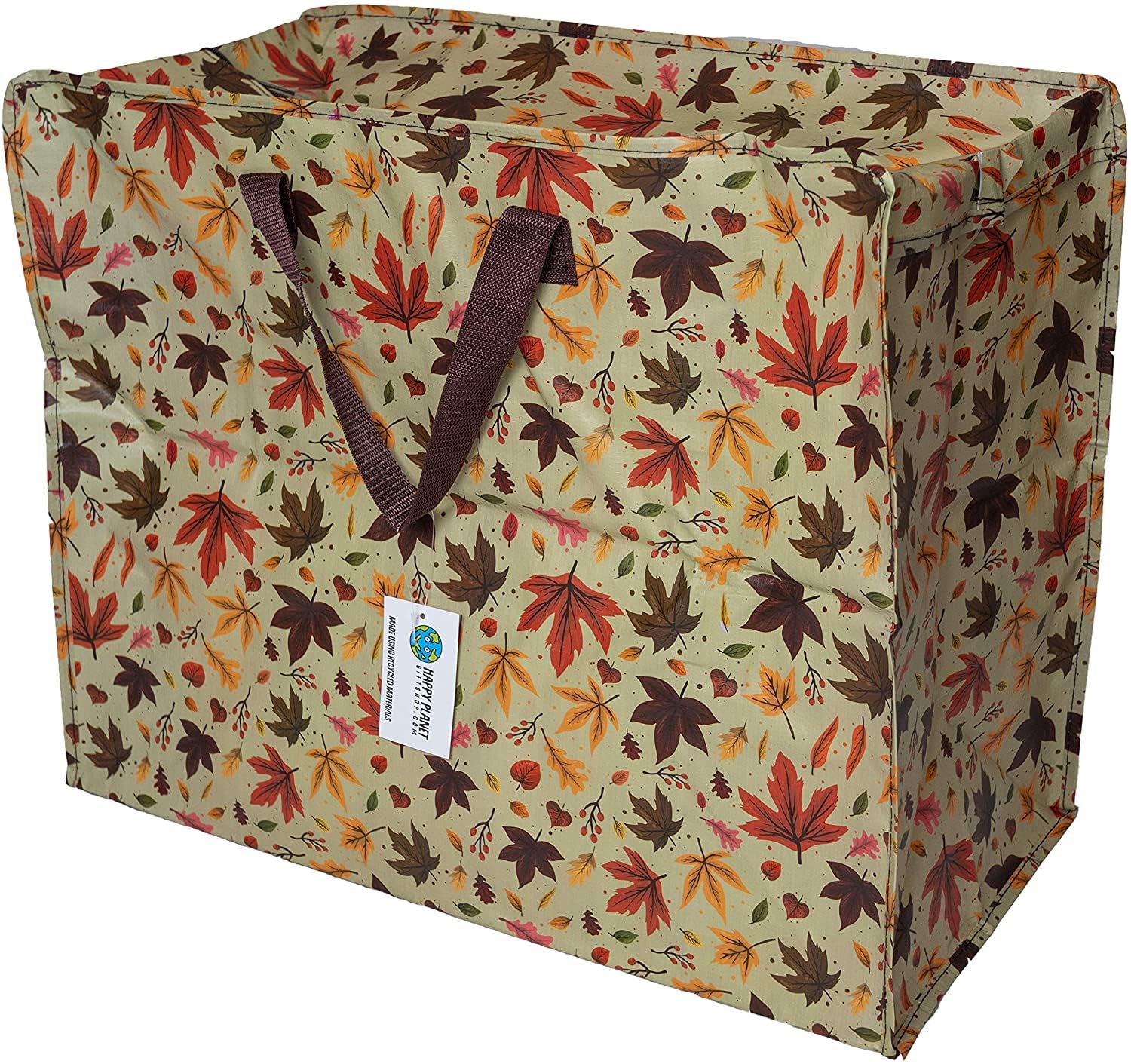 Happy Planet Giftshop Large Jumbo Storage Bag with Zip 58 x 47 x 30cm 80l (Autumn Leaves) (Pack of 5) — image 1