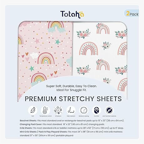 TotAha Hypoallergenic Rainbow Crib Sheets