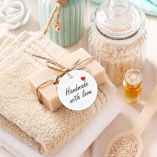 Miniatura 7 de jijAcraft 100 etiquetas de amor hechas a mano, 100 etiquetas de regalo de papel blanco con cuerda, hechas con etiquetas de envoltura de regalo de