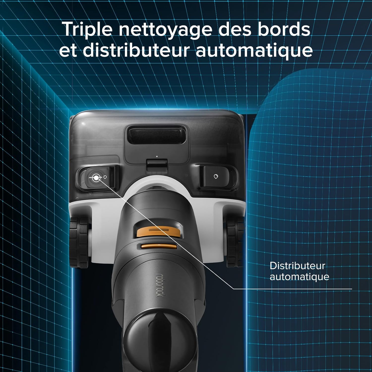 roborock F25 XT showing triple edge cleaning and automatic detergent dispenser