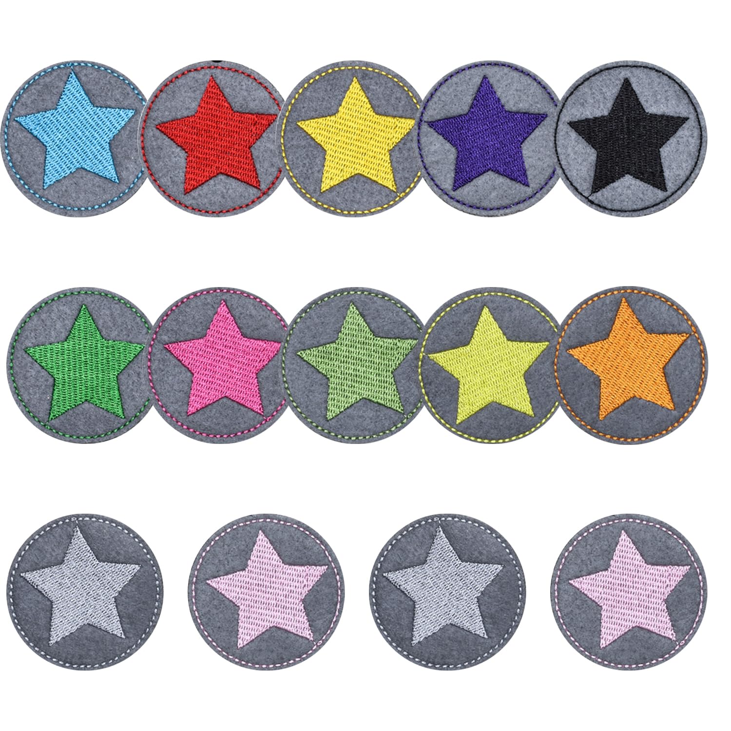 Tvsvkwe 14 Five-Pointed Star Embroidered Cloth Patches, Diy Clothing Patches, And Multi-Purpose Decorative Cloth Patches, Suitable For Clothing, Hats, And Schoolbags.