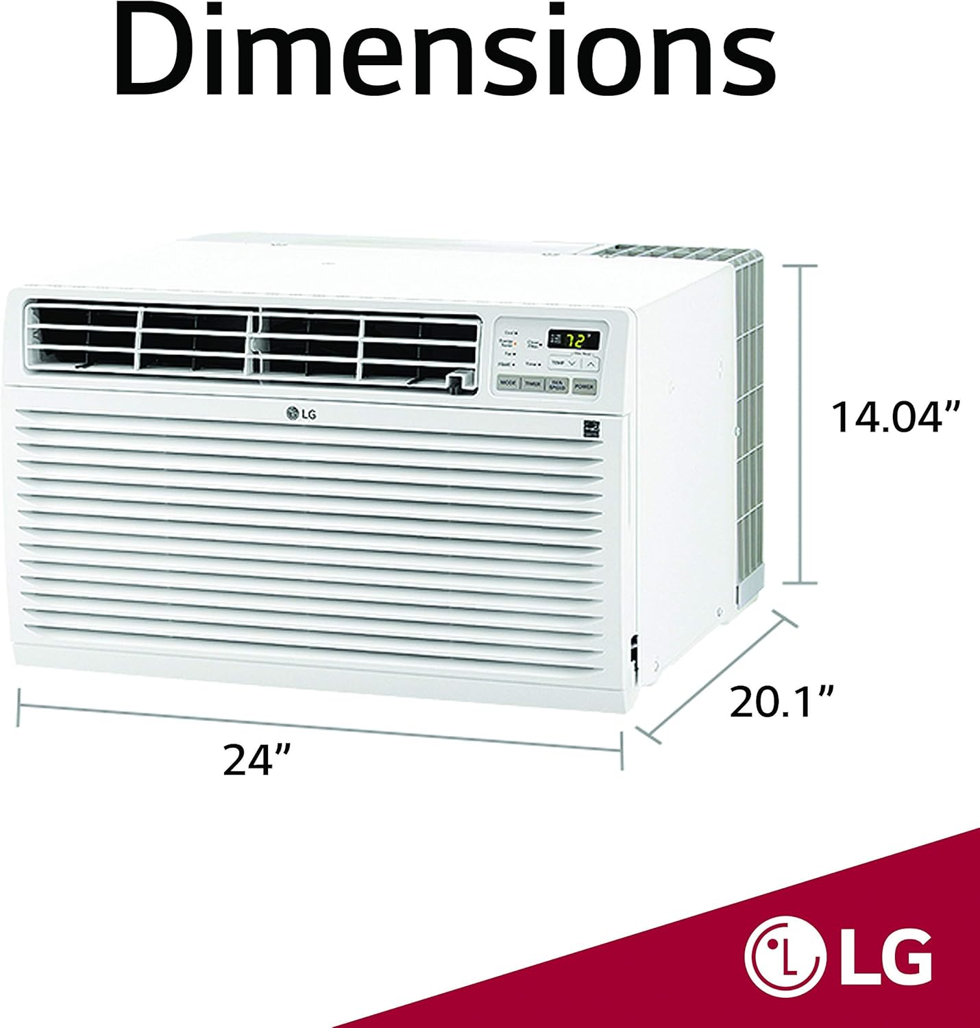LG 11,800 BTU Through the Wall Air Conditioner, 230/208V, Cools up to 440 Sq. Ft. for Bedroom, Living Room, Apartment, with Remote, 3 Cool & Fan Speeds, Wall AC Unit, White