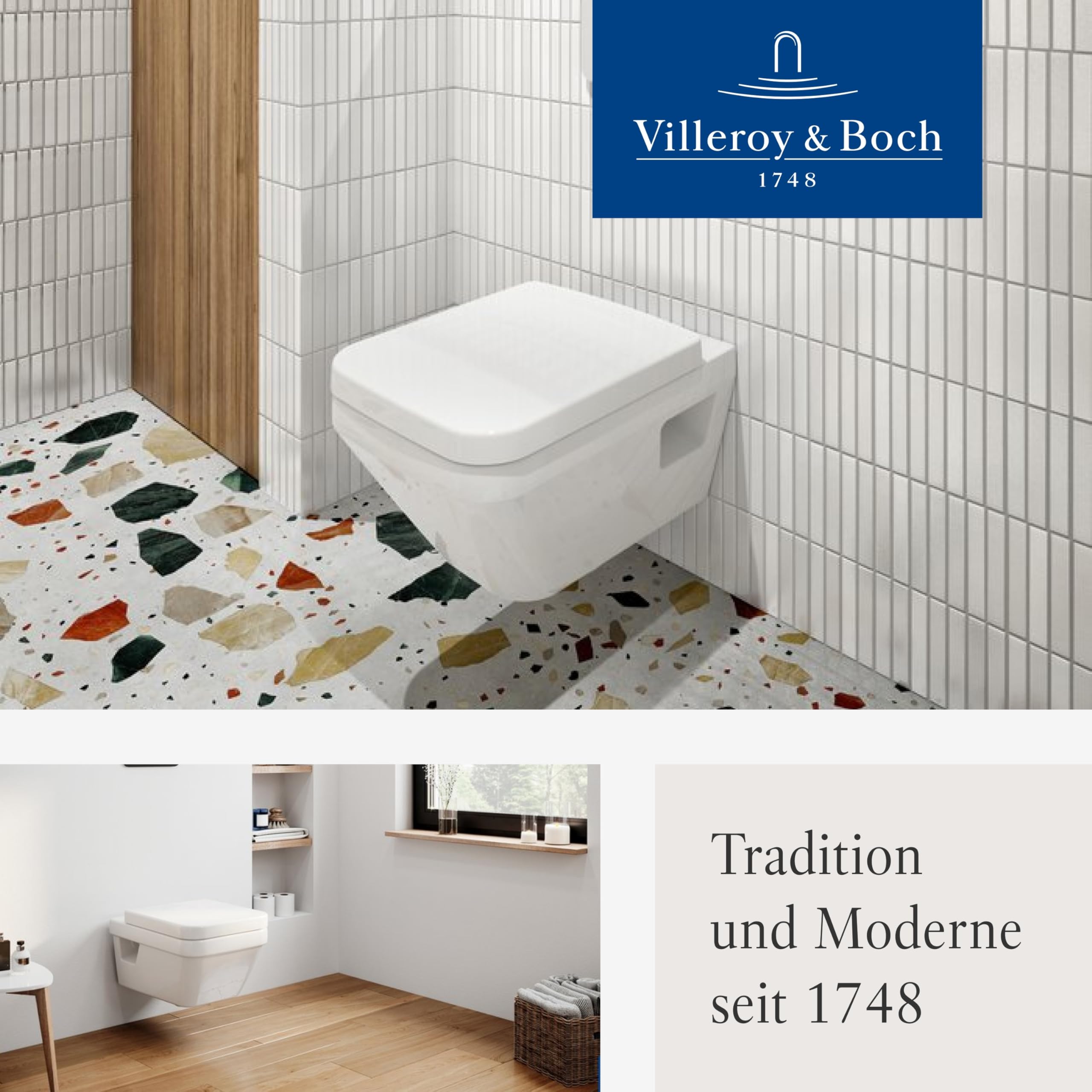 Villeroy & Boch Architectura WC-Sitz, mit SoftClose, eckig – Weiß Alpin | Mit Absenkautomatik, abnehmbar, aus bruchsicherem Duroplast, Original Ersatzteil, 9M58S101