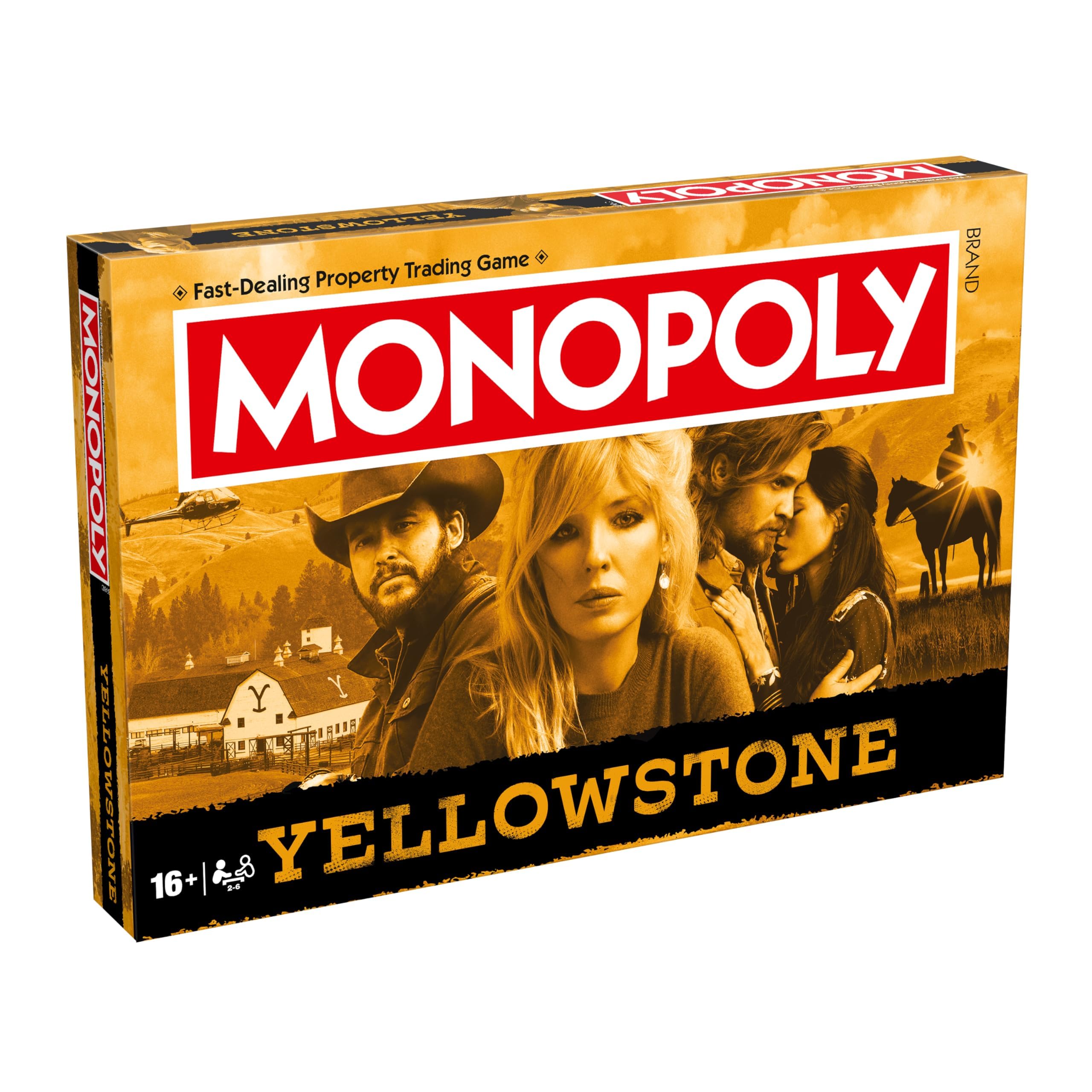 Winning Moves Yellowstone Monopoly Board Game, Advance to Dutton Ranch Main House, Summer Camp and trade your way to success, great gift for ages 16 plus