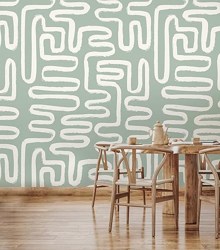Miniatura 4 de Murwall Abstract Shape Art Wallpaper Neutral Color Minimal Wall Mural Soft Brush Stroke Art Wallpaper (STYLE2)