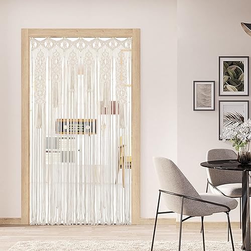 Miniatura 3 de Cortina bohemia de macramé para ventana, divisor de habitación, cortina para puerta, 79 x 35 pulgadas, gran macramé para colgar en la pared para