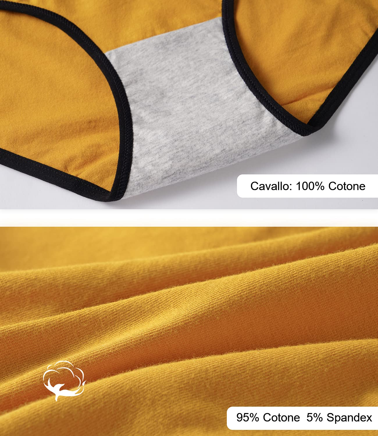 INNERSY Mutande Donna Cotone Vita Media Comode Slip Elasticizzato Intimo di Base Pacco da 6
