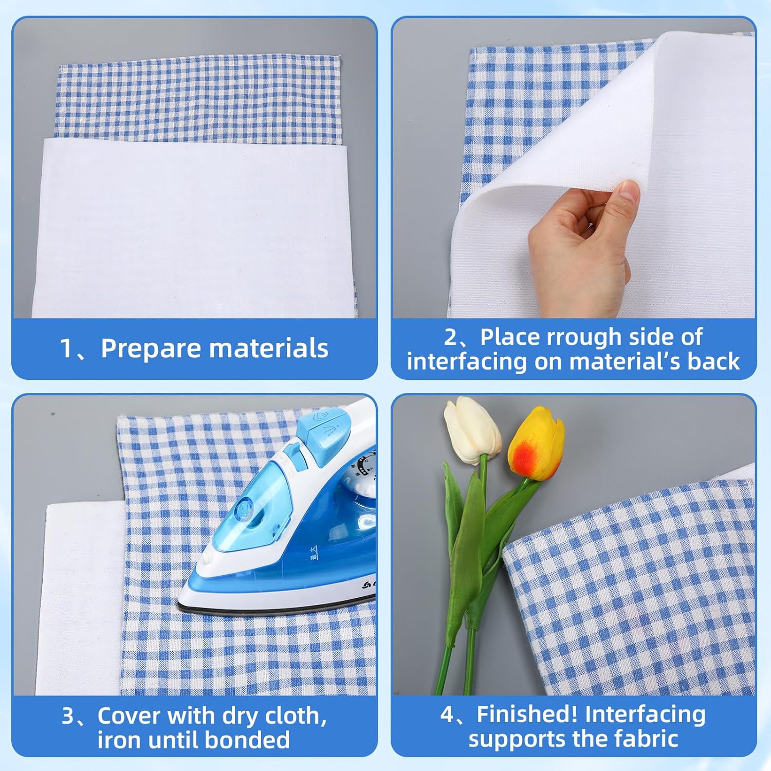 BrightRow 1-Sided Fusible Foam Stabilizer Foam Stabilizer Soft and Reliable White Iron-on Non-Woven Fusible Interfacing for Machine Embroidery Hand Sewing Quilting Piecing Crafting(14 x 157'')