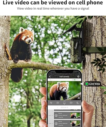 Miniatura 4 de Cámaras de rastreo celular con transmisión en vivo de 2.7K, tarjeta SD y SIM incluida, tiempo de disparo 0.2S, cámara de juego solar 4G LTE con