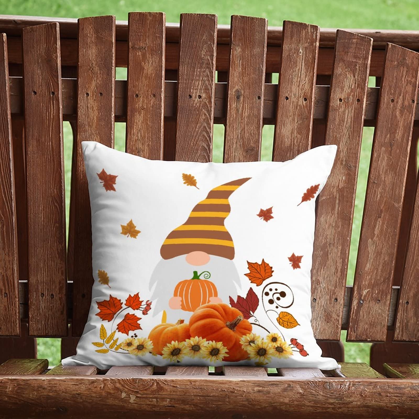Set di 2 federe per cuscini autunnali con zucca, 45,7 x 45,7 cm, colore
