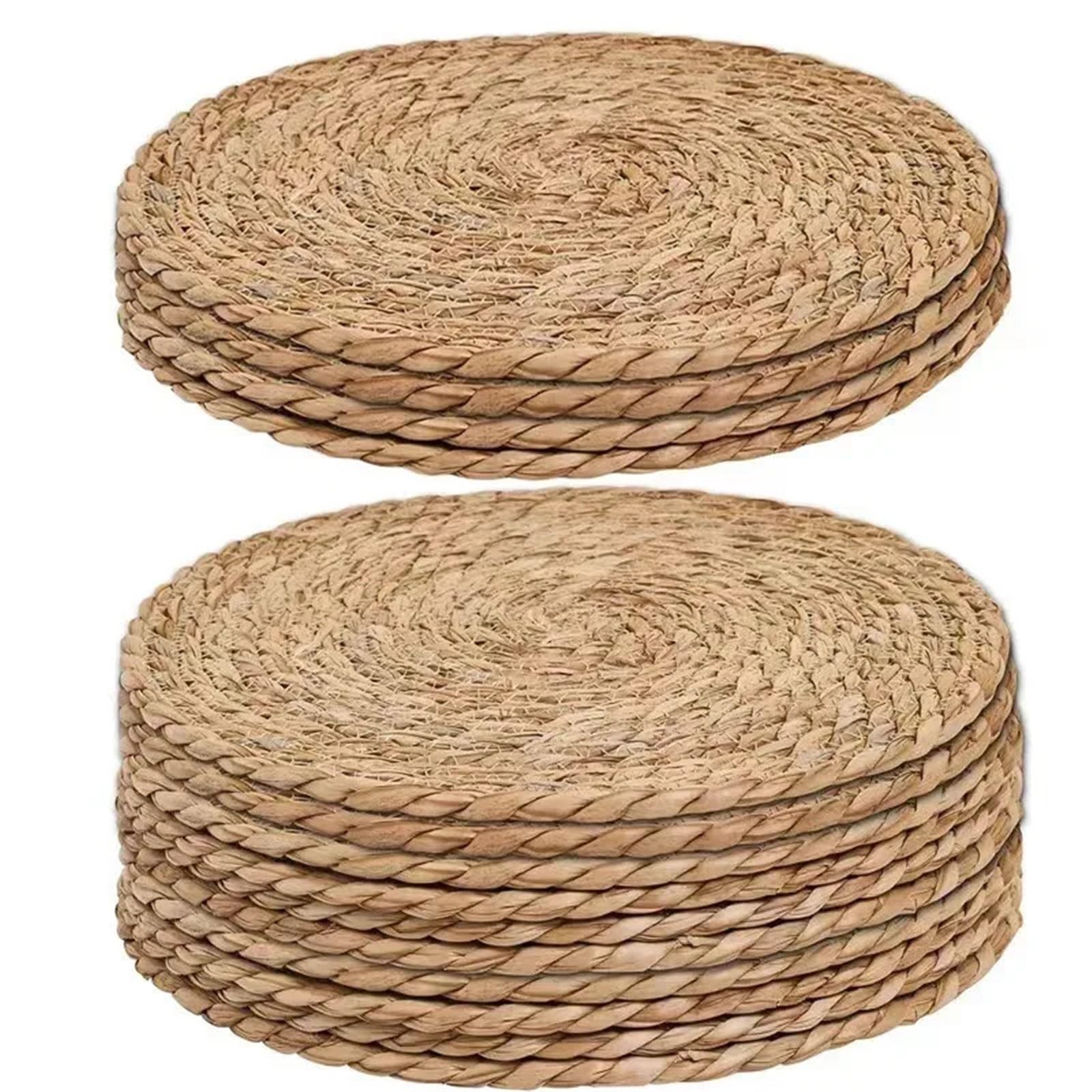 Tovagliette in vimini Tovagliette in vimini intrecciate a mano, tovagliette rotonde termoisolanti, in tessuto naturale for sala da pranzo, matrimonio e casa(8pcs)