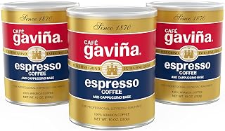 Café Gaviña Espresso Roast Extra Fine Ground Coffee - 100% Arabica Dark Roast, Bold Chocolate Notes, 3x10oz Cans for Rich Crema